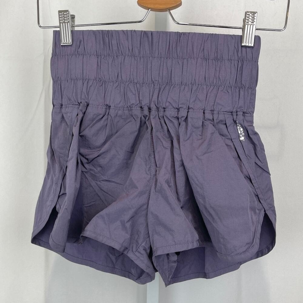 FREE PEOPLE Movement The Way Home Shorts Deep Sea Smocked Waist Purple Size XS - Picture 9 of 9